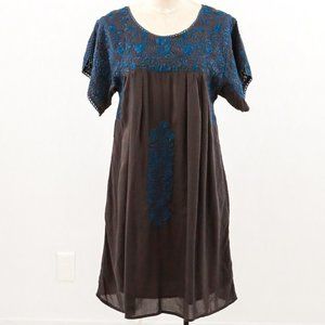 Anthropologie S/M Embroidered Floral Mini Dress